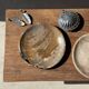 Ashtray, circular dish or plate in grey-orange petrified wood D25.5