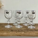 6 small Bohemian crystal glasses