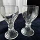 2 old gondola-shaped glasses, flat sides, hollow stem