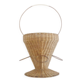 Vintage 50s Rockabilly wicker portable bottle holder bar