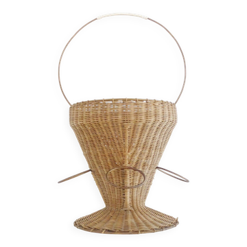 Vintage 50s Rockabilly wicker portable bottle holder bar