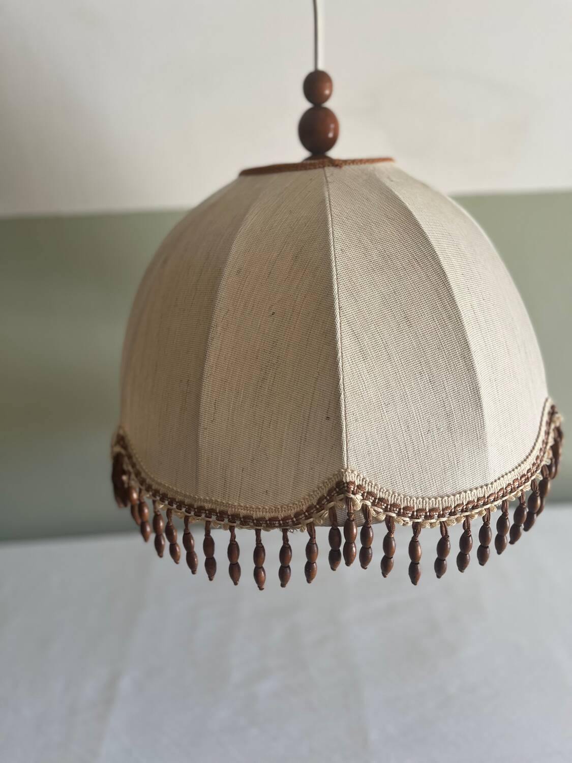 Suspension vintage perles en bois