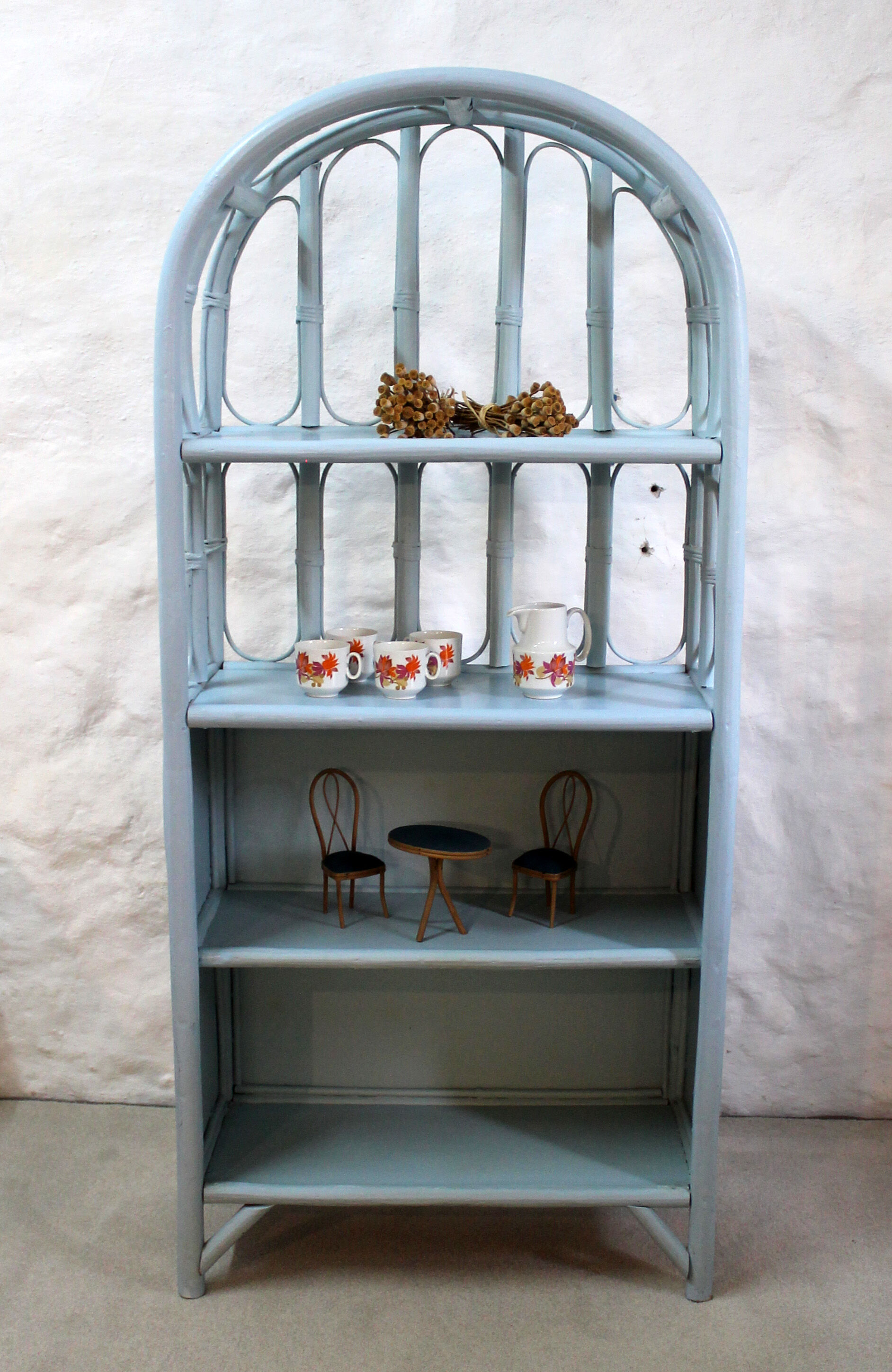 Blue bamboo shelf