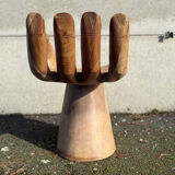 Vintage wooden hand-shaped stool chair