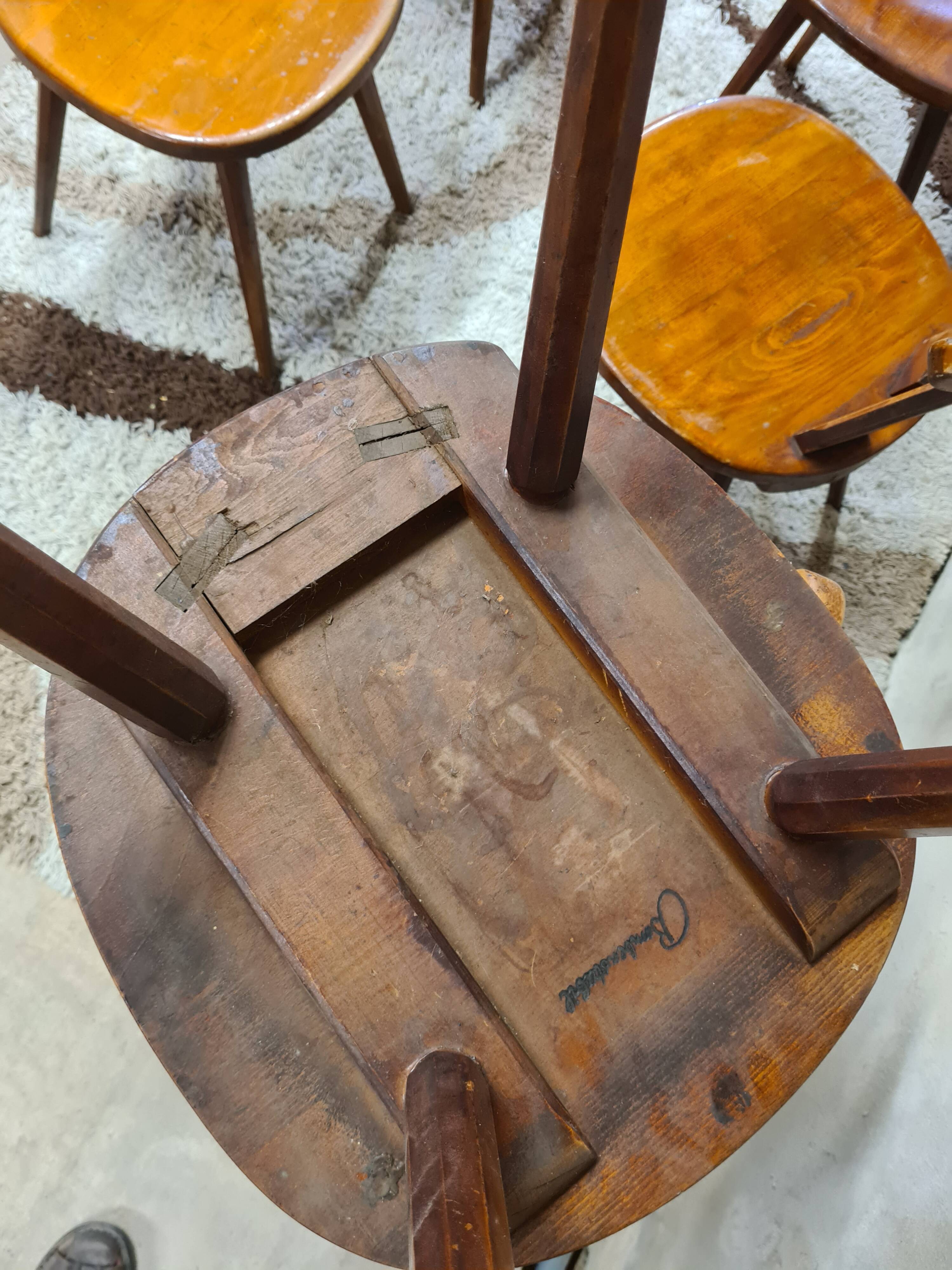 Set of 6 chairs brutalist bistro Bombenstabil year 1960