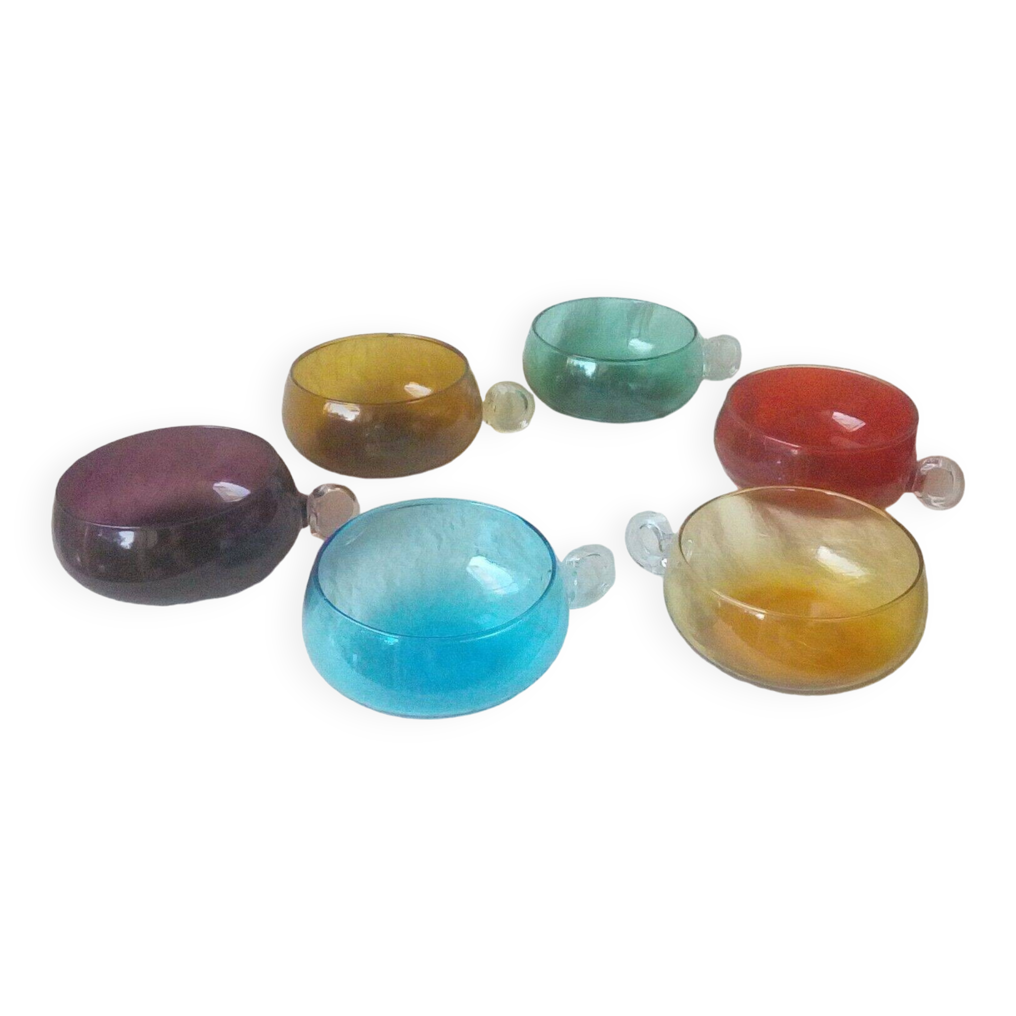 Punch glasses cups coloured glass bowls 1970s vintage