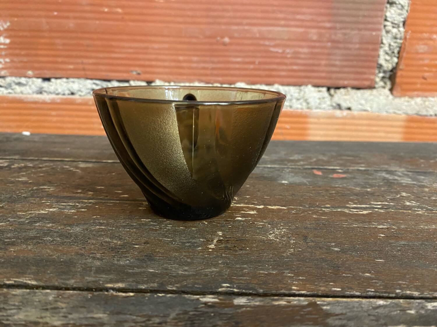 Set of 6 vintage Duralex molded smoked glass cups, art deco style