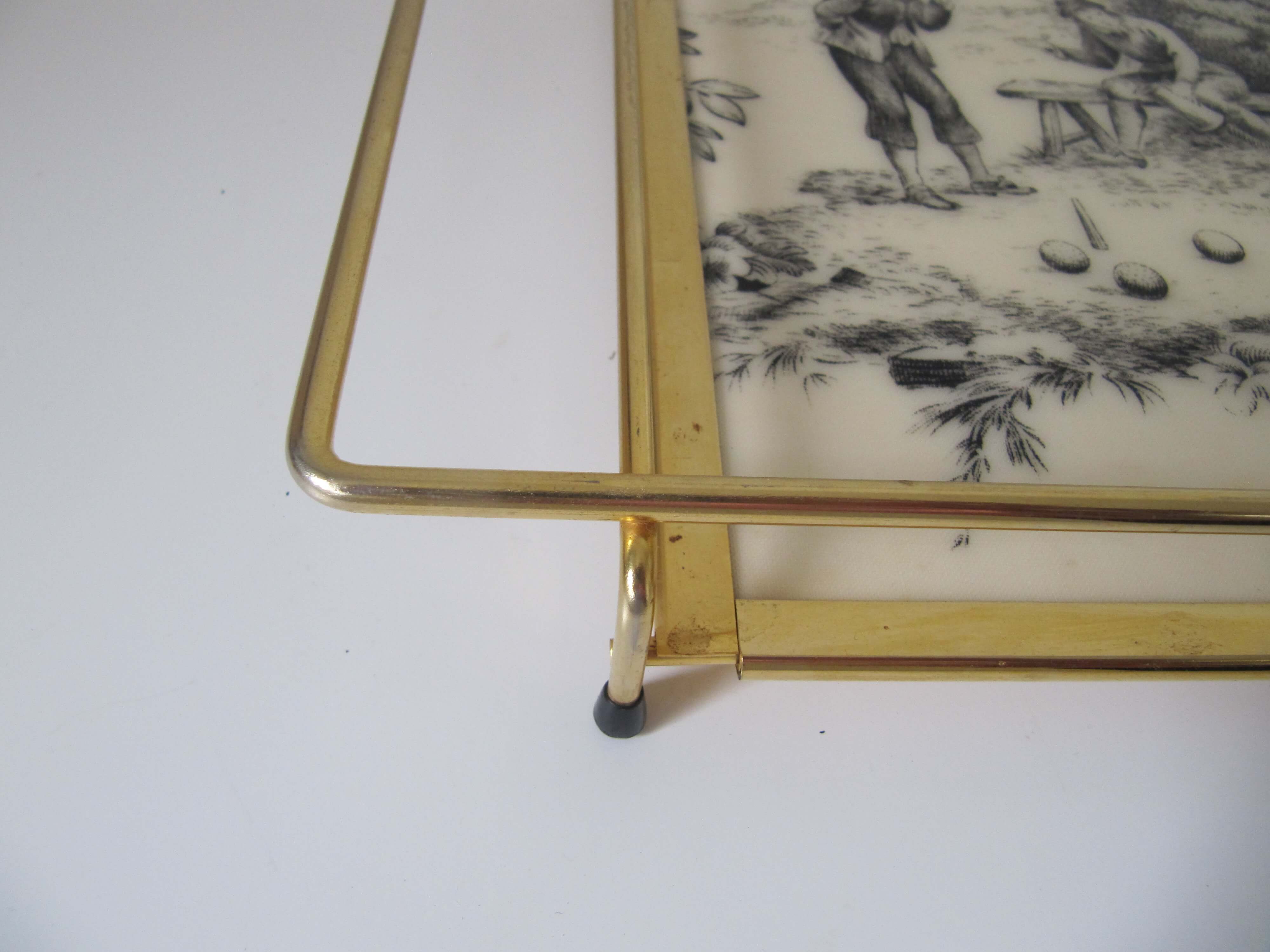 Vintage tray  gold metal