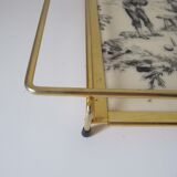 Vintage tray  gold metal