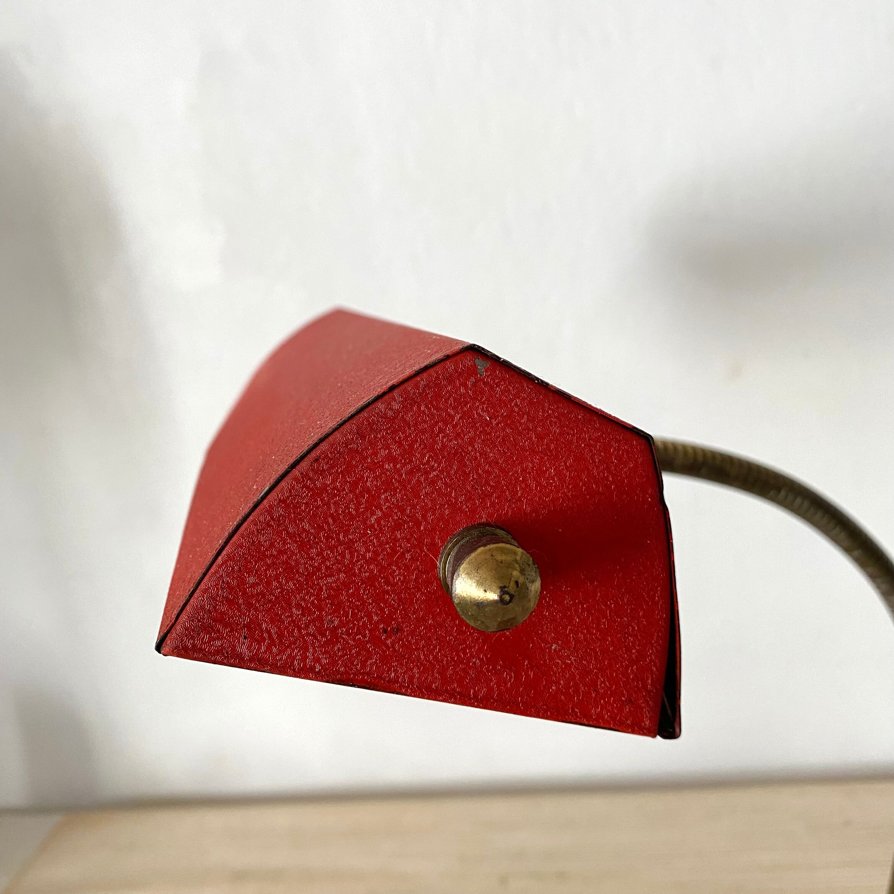 Desk lamp with flexible brass arm, 1950s