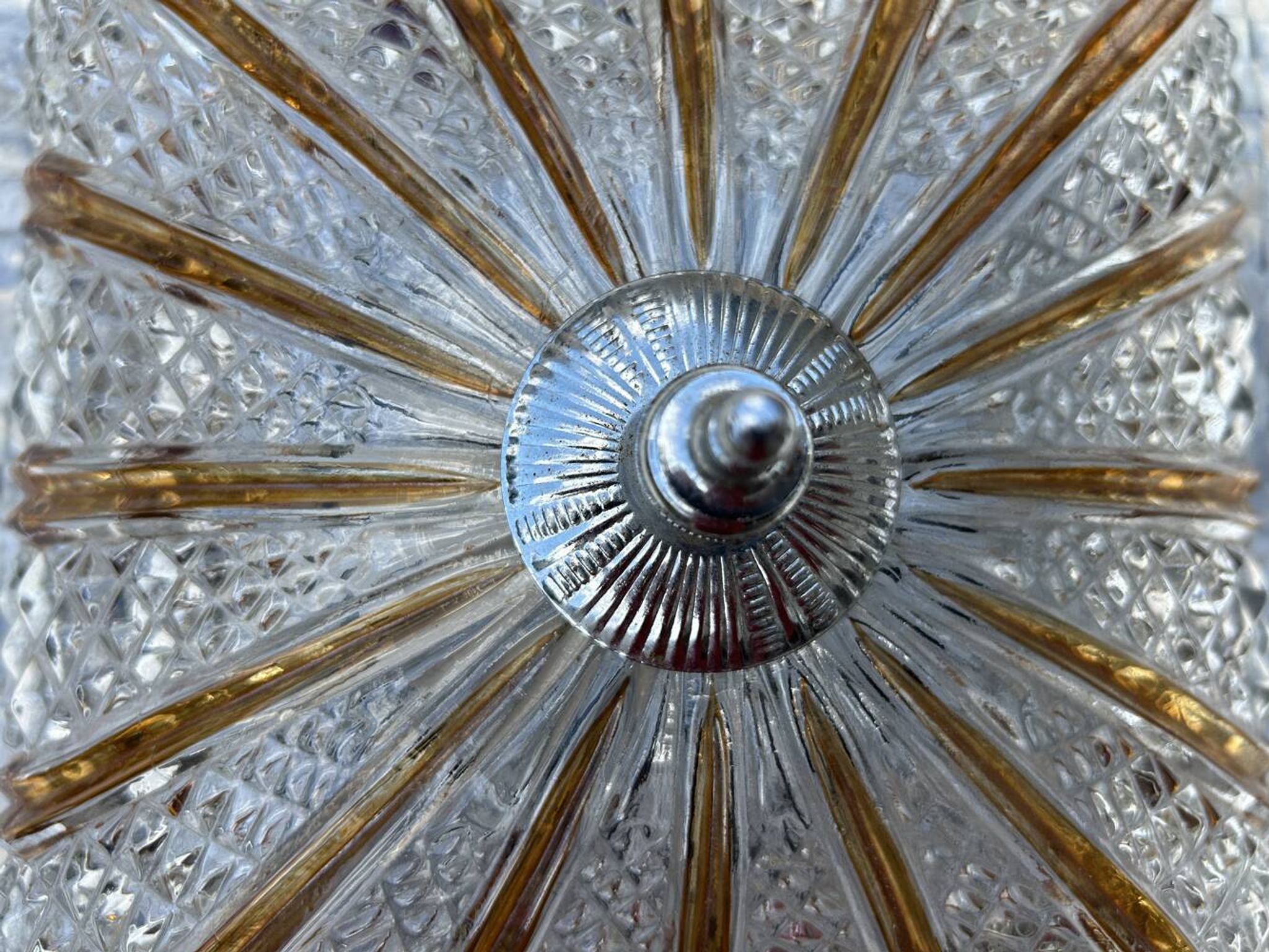 Plafonnier / applique "sunburst" DKN Leuchte, RZB, bicolor, vintage, années 50