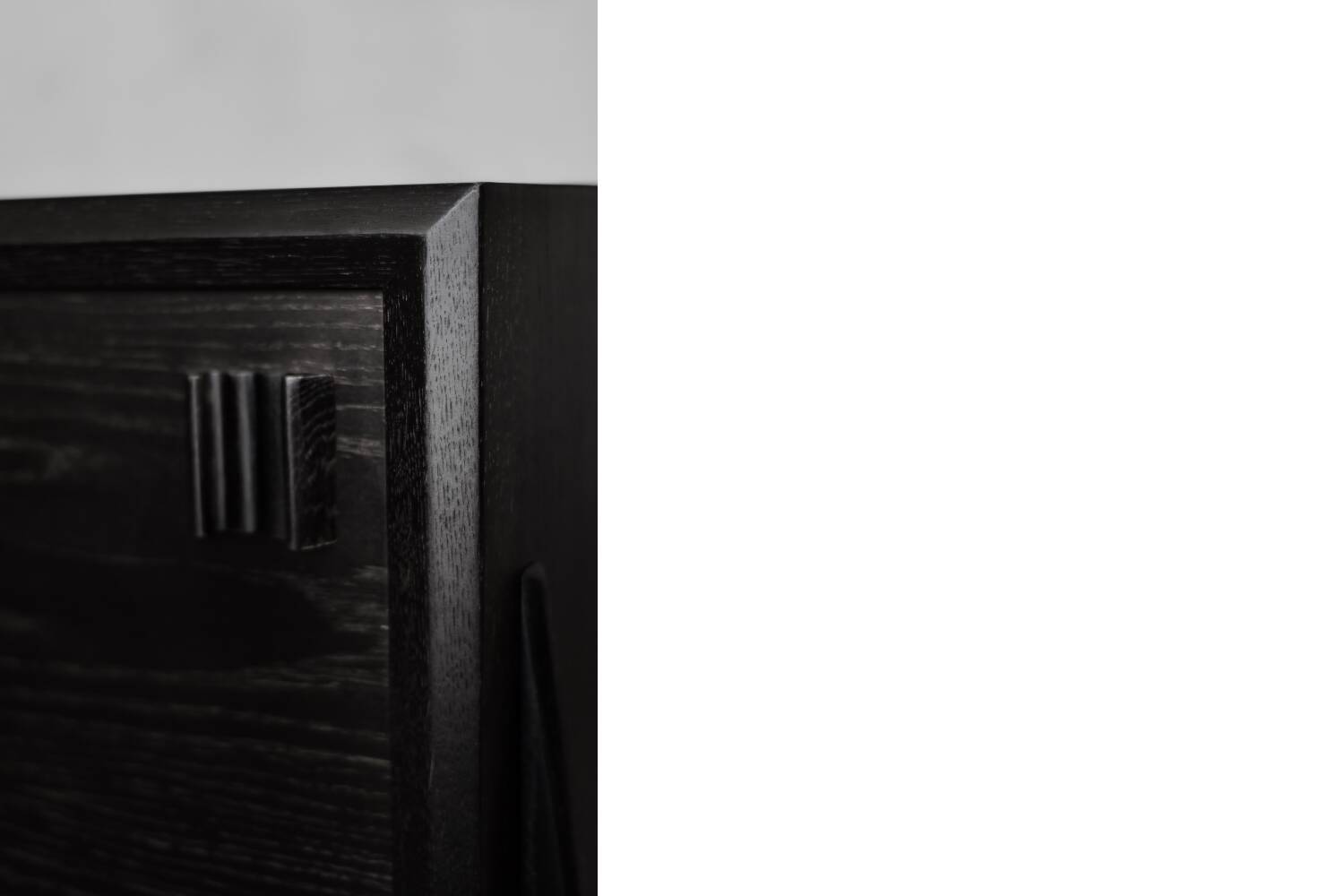 Vintage Mid-Century Scandinavian Modern Dark Oak Sideboard & Wooden Handles