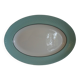 Moulin des loups oval serving dish, white with celadon-colored edges