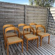 Set of 6 caned chairs by Baumann, gondola model.