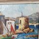 Oil Painting on Cardboard Saint Tropez - La Ponche signed Louis Millet - 60's