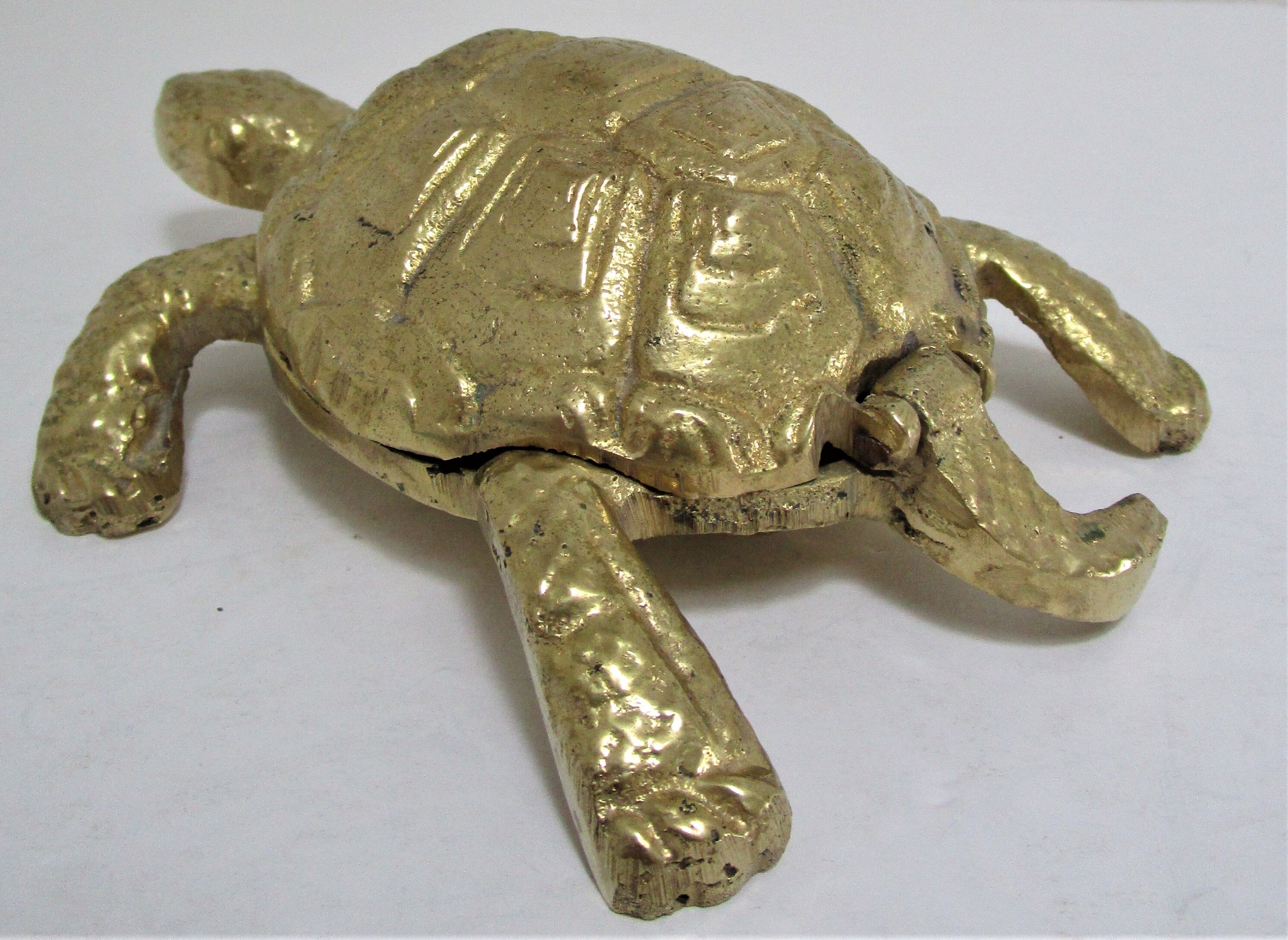 Zoomorphic turtle vintage brass ashtray