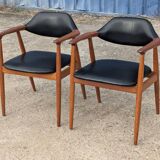 Pair of vintage Scandinavian teak chairs/armchairs - Kai Kristiansen style