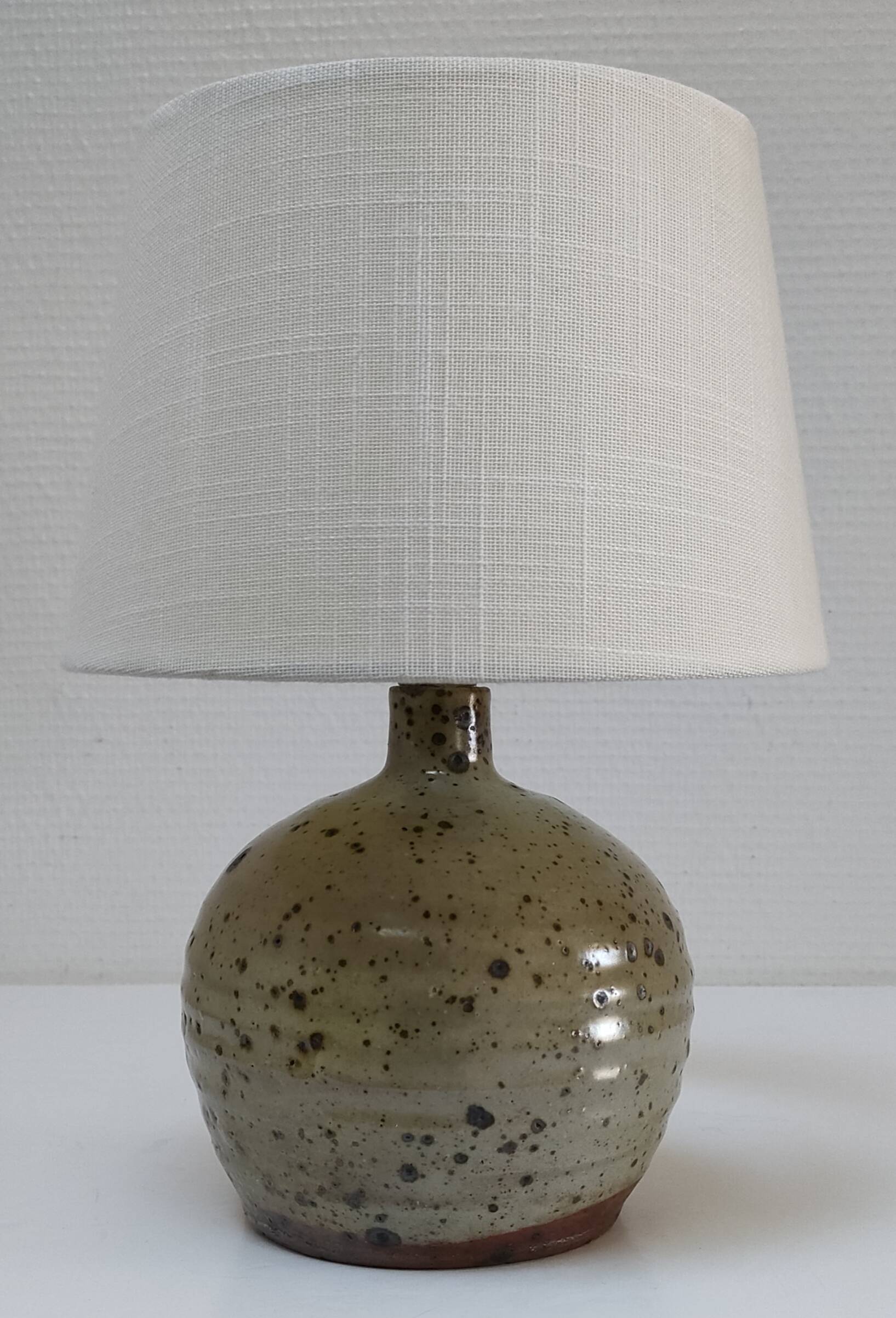 Gustave Tiffoche pyrite enamelled sandstone ball lamp base