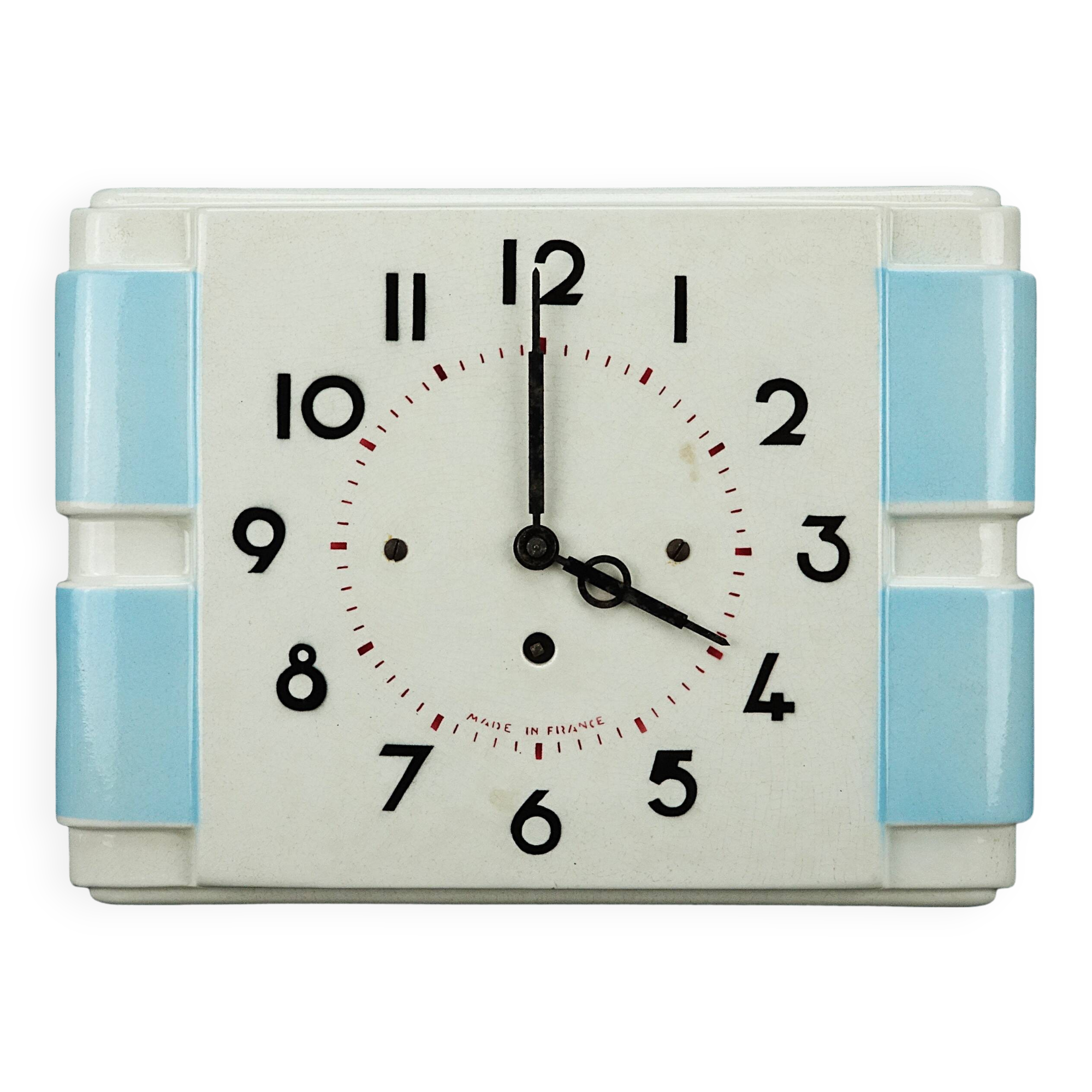 Vintage earthenware kitchen wall clock, made in France