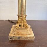 Antique Column Candle Holder Lamp Golden Brass Empire Corinthian Neo-Classical