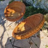 Pair of 1960s wicker armchairs