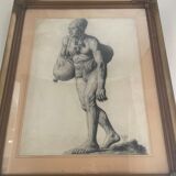 Orientalist charcoal drawing of the early twentieth century