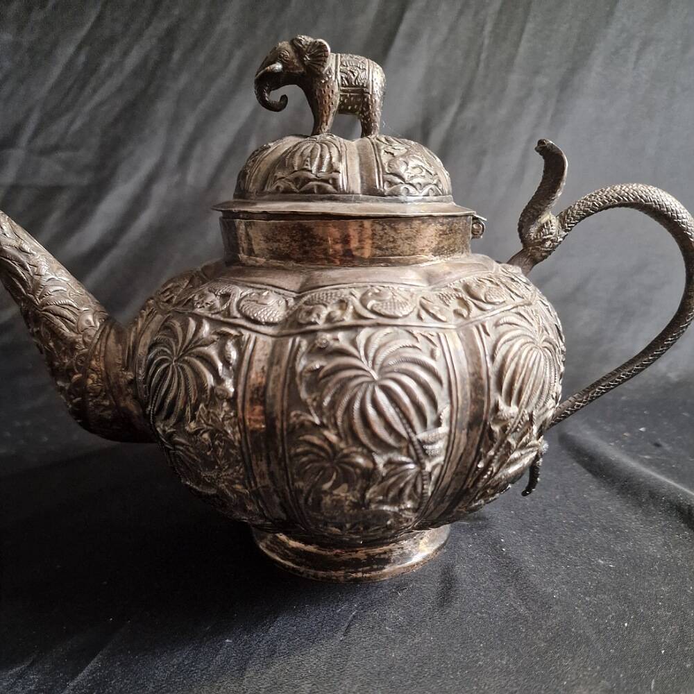 Solid silver teapot kutch India