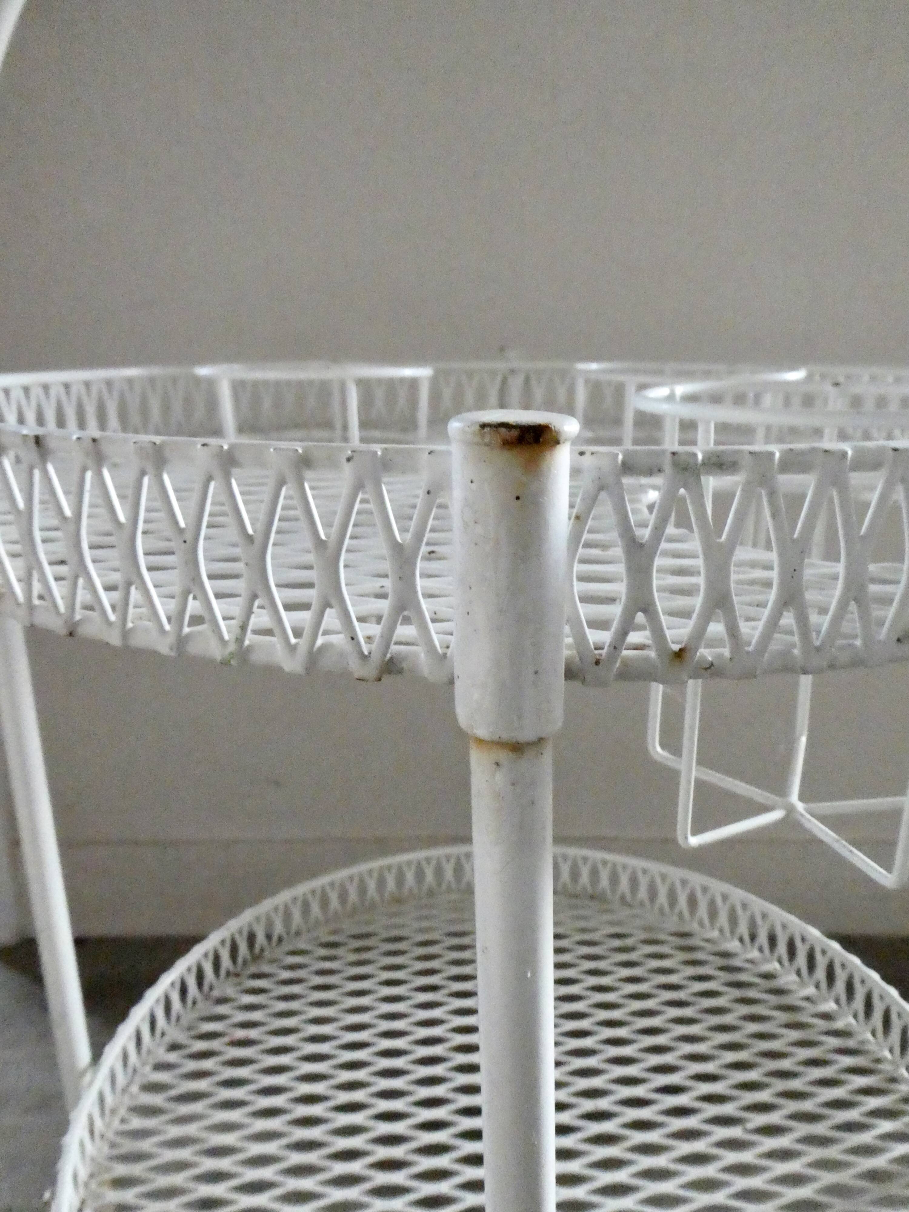 1950s white expanded metal portable bar