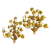 Splendides Appliques vintage fer doré decor vigne raisin italie