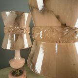 Pink alabaster lamps from the 60s (X2)