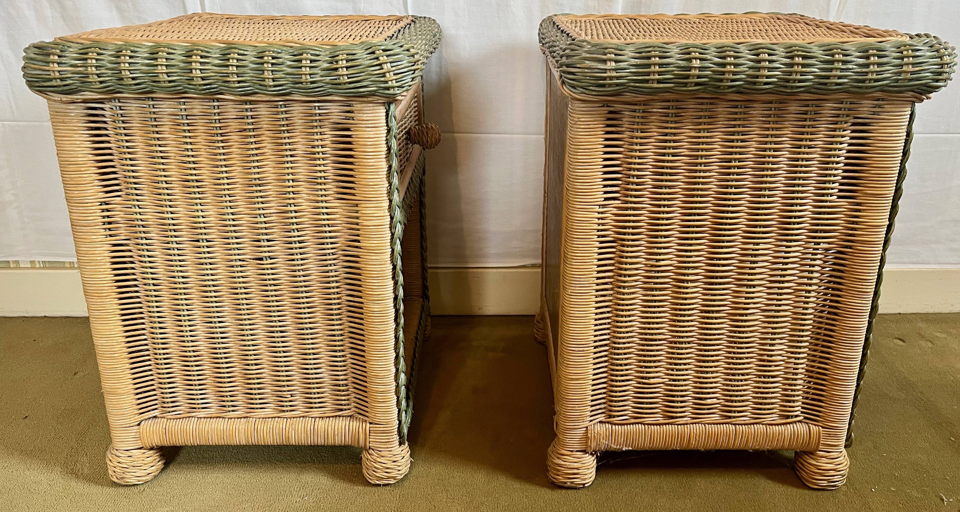 Vintage wicker bedside tables (set of 2), 80s/90s.
