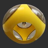 Rare suspension OVNI en forme d'œil d'insecte de l'ère spatiale Belgique massive couleur jaune