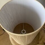 Solid wood lamp with handmade lampshade, 1970