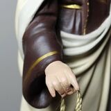 Statuette stuc ND du Mont Carmel, ateliers Olot, yeux en verre, 1920-1930