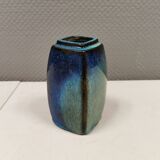 Vase in several shades of blue, from Danish Stogo art pottery. Estimated 1970-1980s