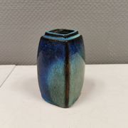 Vase in several shades of blue, from Danish Stogo art pottery. Estimated 1970-1980s