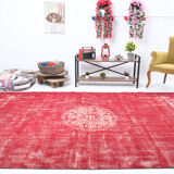 7x10 pale red large turkish rug, 203x310cm