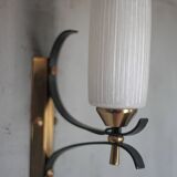 Vintage brass and iron wall light from the 1960s, Arlus.