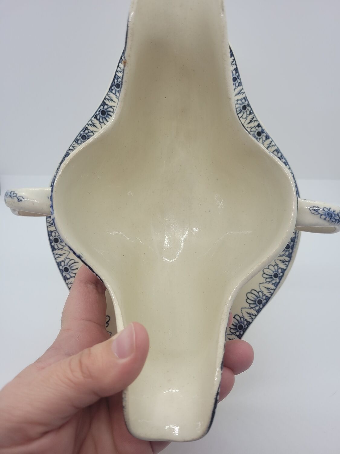 Saucière old earthenware décor Rouen Lunéville K&G