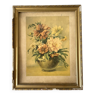 Frame old engraving bouquet of flowers