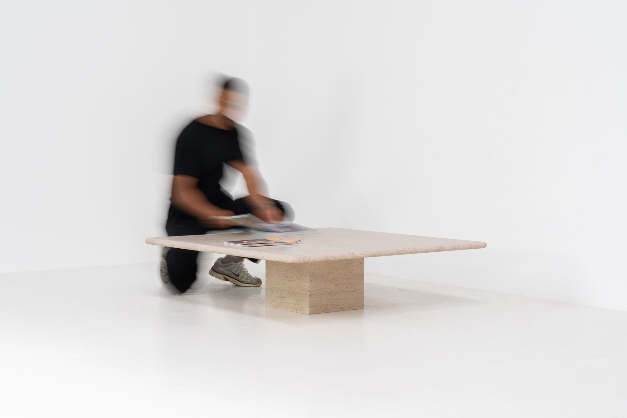 XL travertine coffee table