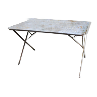 Table de jardin rectangulaire métal et zinc