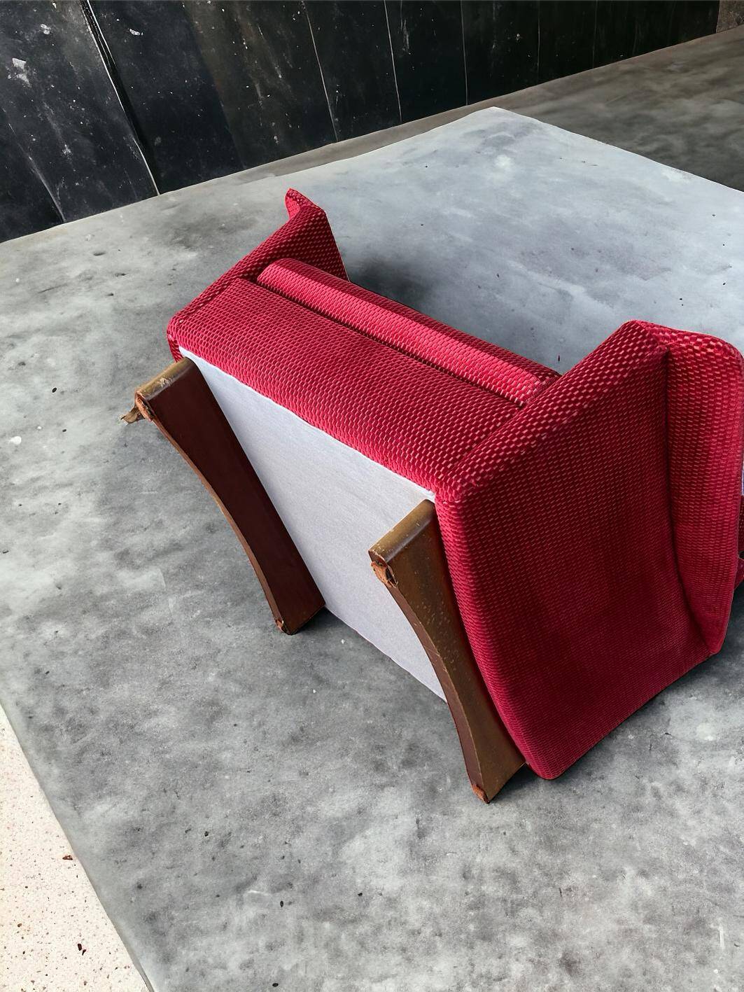 Pair of vintage comfortable armchairs in fabrics probably italian from the 1950s-60s