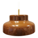 Large chocolate brown industrial-style hanging lamp, in lightweight metal.