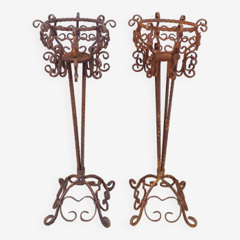 Pair of cast iron flower stands