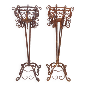 Pair of cast iron flower stands