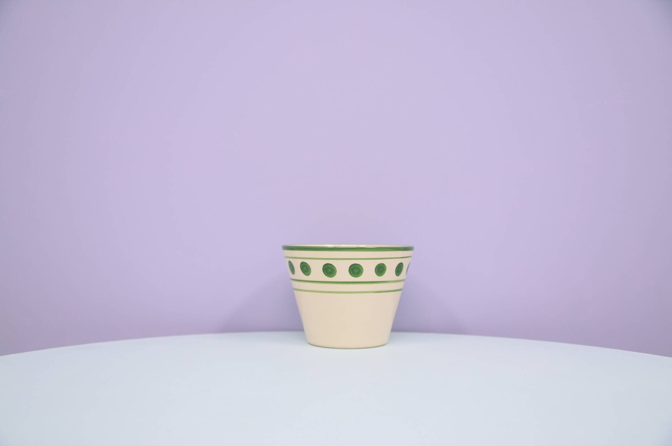 vintage beige flowerpot green polka dots