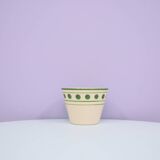 vintage beige flowerpot green polka dots