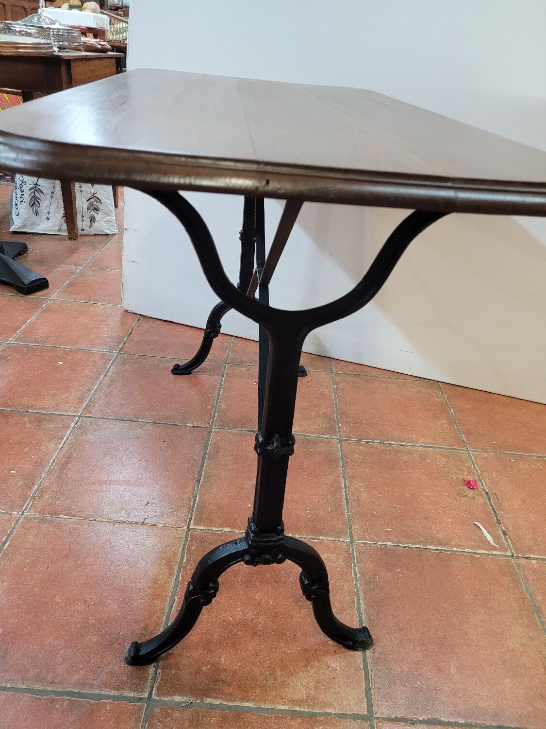 Antique bistro table with oak top