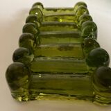 Set of 7 peridot green Biot glass knife holders 1970